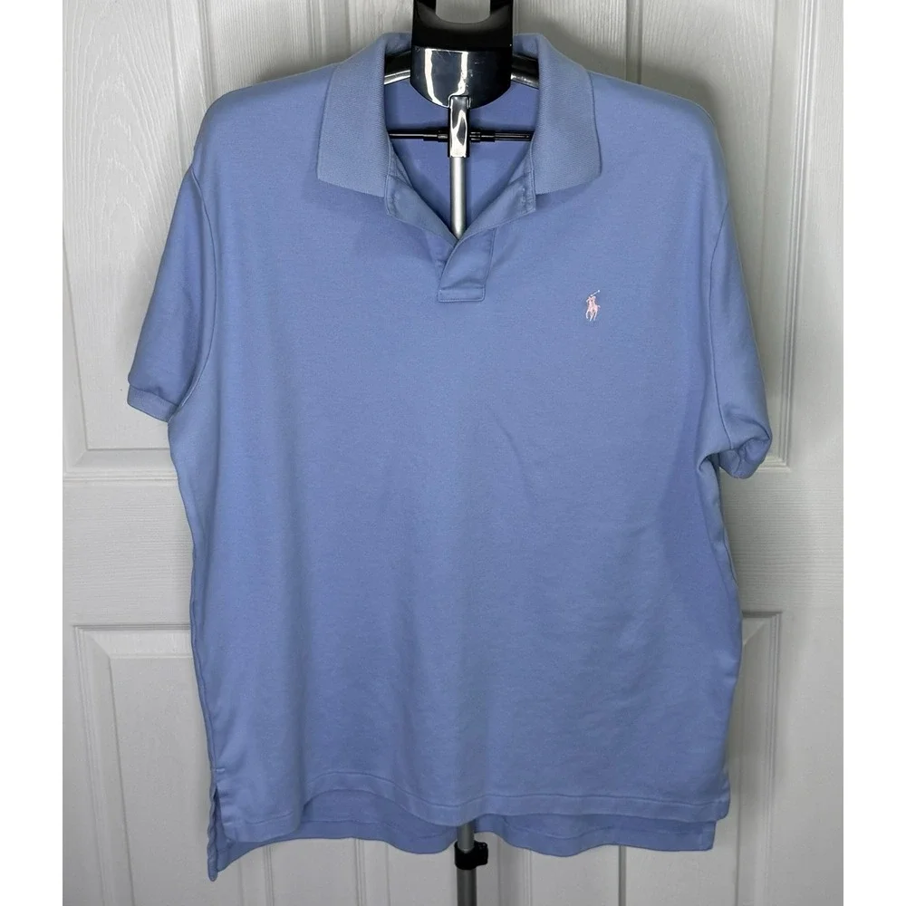 Lot of 2 Polo Ralph Lauren Men's XL Blue Short Sleeve Polo Shirts